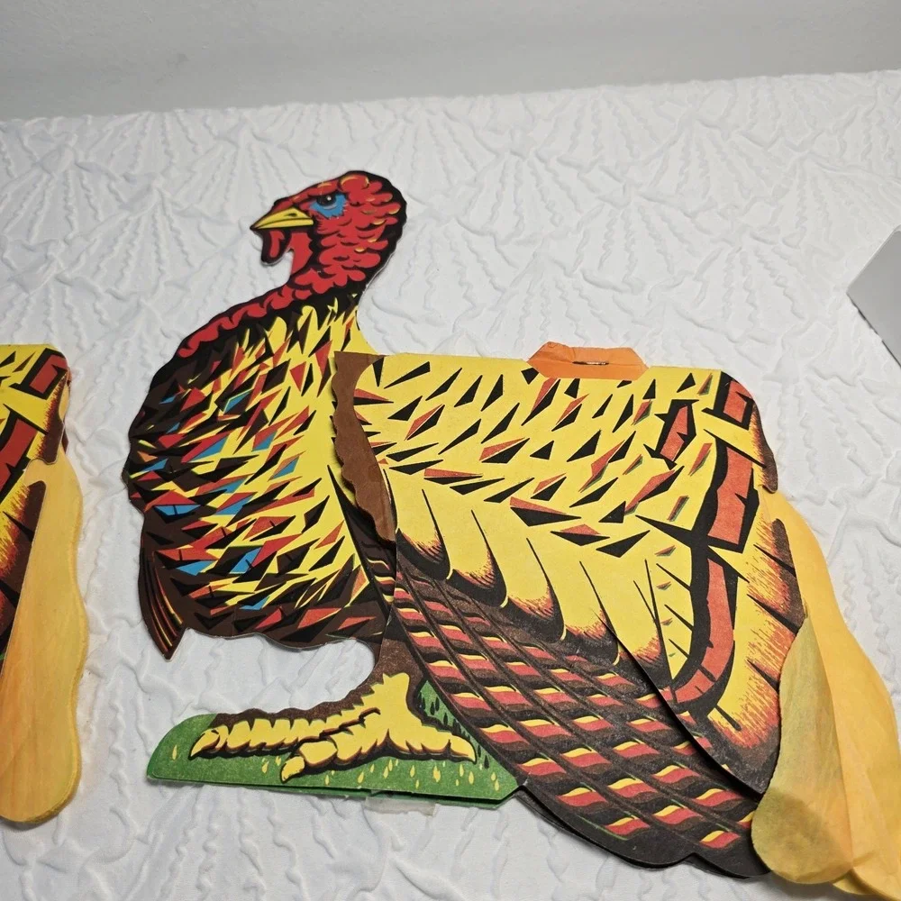 Vintage Beistle Turkey Honeycomb Thanksgiving Fall Harvest Decoration Multicolor